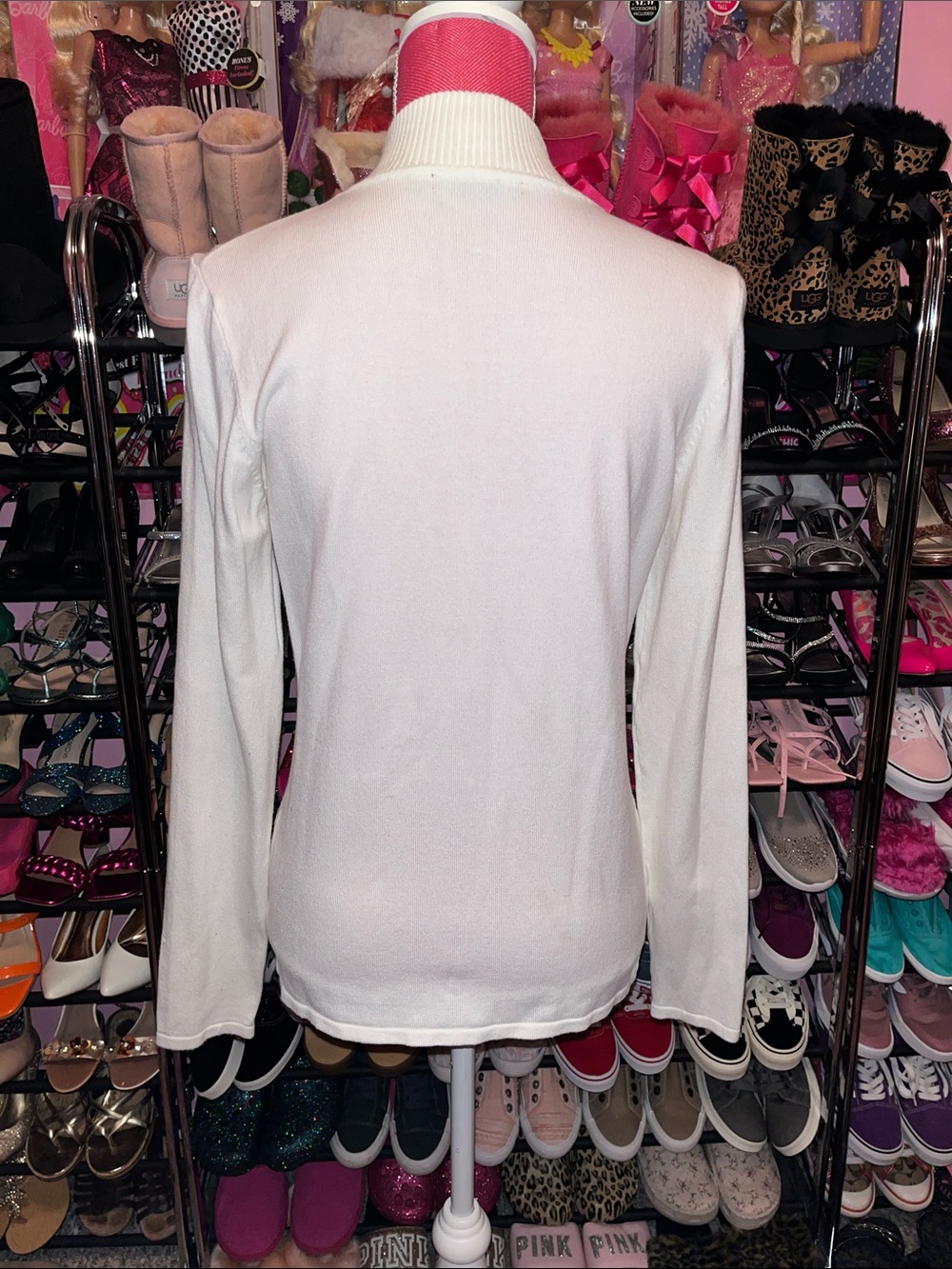 White Rhinestone Sweater Jacket - Picture 4 of 7